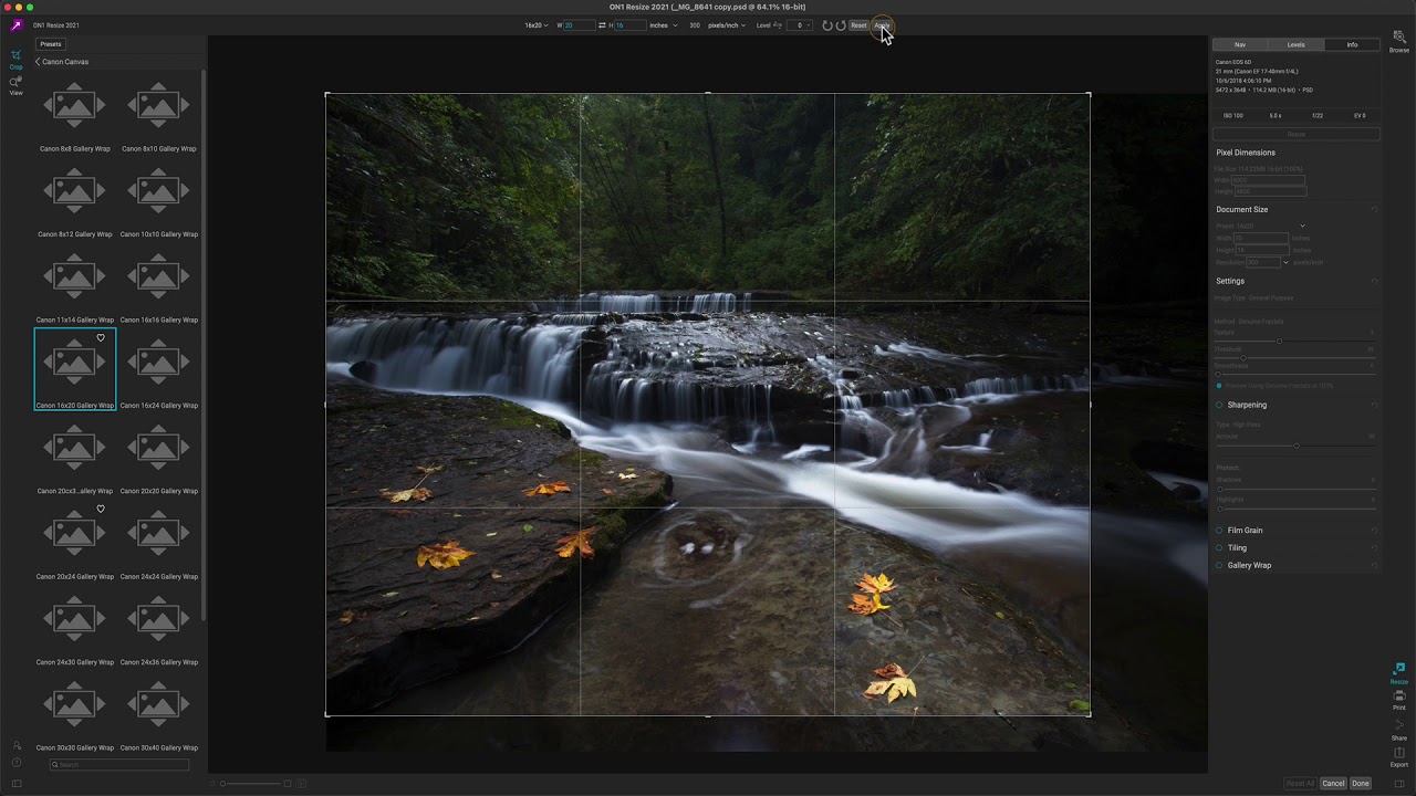 Setting Up a Gallery Wrap with ON1 Resize 2021